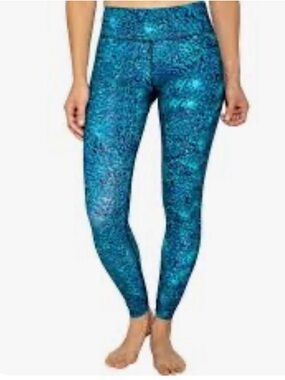 Royal Blue Textured High-Waist Leggings with Logo